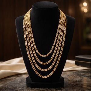 Elegant Gold Multi-Layer Crown Trifari Necklace